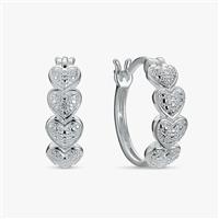 Revere Sterling Silver Pave Heart Huggies Hoop Earrings