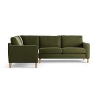 Habitat Flint Velvet Left Hand Corner Sofa - Moss Green