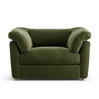 Habitat Wynn Velvet Cuddle Chair - Moss Green - Ash Leg