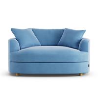 Habitat Sacha Velvet Cuddle Chair - Sky Blue - Ash Leg
