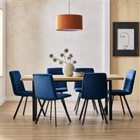 Argos Home Zayn Birch Dining Table & 6 Blue Chairs