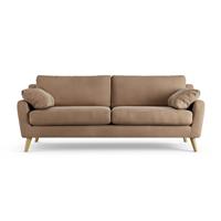 Habitat Ivor Velvet 4 Seater Sofa - Latte - Ash Leg