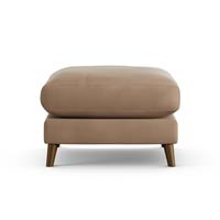Habitat Lomond Velvet Footstool - Latte - Dark Leg