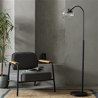 Habitat Coleman Glass Shade Metal Floor Lamp - Matte Black