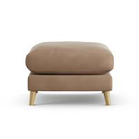 Habitat Lomond Velvet Footstool - Latte - Ash Leg