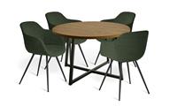 Habitat Wood Effect Dining Table & 4 Green Chairs