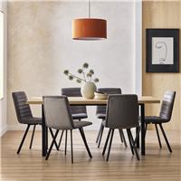 Argos Home Zayn Birch Dining Table & 6 Charcoal Chairs