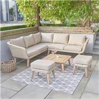 Pacific Cabon 8 Seater Rattan Effect Garden Corner Sofa Set
