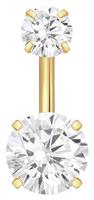 With Bling Titanium Cubic Zirconia Round Stones Belly Bar