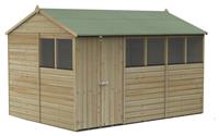 Forest Beckwood Shiplap 6 Windows Reverse Apex Shed - 12x8ft