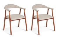 Habitat Lex Pair of Fabric Dining Chairs- Walnut