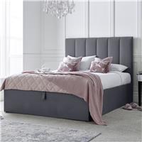 Time4Sleep Linea Double Velvet End Lift Ottoman Bed - Grey