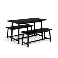 Habitat Kyoto Black Dining Table & 2 Black Benches