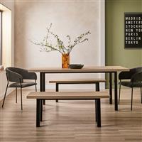 Habitat Zayn Birch Dining Table,2 Bench & 2 Charcoal Chairs