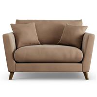 Habitat Lomond Velvet Cuddle Chair - Latte - Dark Leg