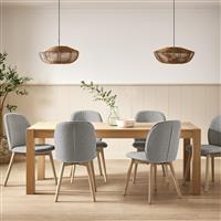Habitat Alston Extending Oak Dining Table & 6 Grey Chairs