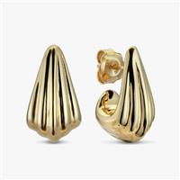 Revere 9ct Gold Plated Sterling Silver Rippled Drop Earrings