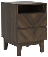 GFW Herringbone 2 Drawer Side Table - Walnut