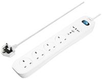 Masterplug 4 Socket 2m USB Surge Protected Extension Lead