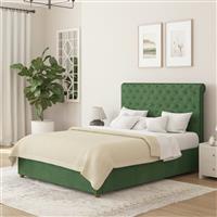 Aspire Taylor Double Velvet End Lift Ottoman Bed - Green