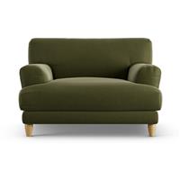 Habitat Askem Velvet Cuddle Chair - Moss Green - Ash Leg