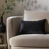 Habitat Velvet Oblong Cushion - Black - 30x50cm