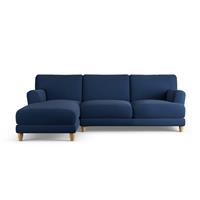 Habitat Askem Fabric Left Hand Corner Sofa-Navy Blue-Ash Leg