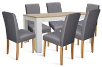 Argos Home Preston Oak Dining Table & 6 Grey Chairs