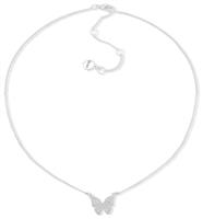 DKNY Silver Tone Pav Crystal Butterfly Pendant Necklace