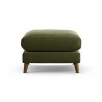 Habitat Lomond Velvet Footstool - Moss Green - Dark Leg