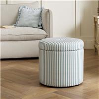 Habitat Leo Fabric Storage Ottoman - Blue & White
