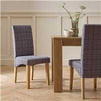 Argos Home Skirt Pair of Fabric Dining Chair - Grey and Blue