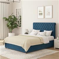 Aspire Taylor Superking Velvet End Lift Ottoman Bed - Navy