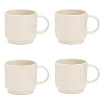 Argos Home Ribbed Set of 4 Stoneware Mugs - Cream