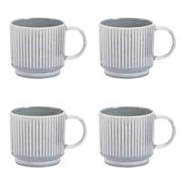 Argos Home Ribbed Reactive Set of 4 Stoneware Mugs - Grey