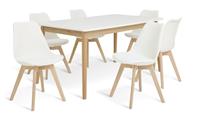 Habitat Sylas Extending White Dining Table & 6 White Chairs