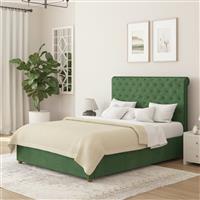 Aspire Taylor Single Velvet End Lift Ottoman Bed - Green