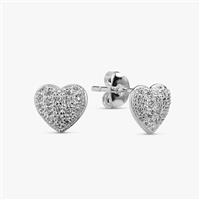 Revere Sterling Silver Pave Heart Stud Earrings