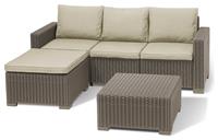 Keter California 3 Seater Garden Corner Sofa Set-Cappuccino