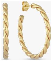 Revere 9ct Gold Plated Sterling Silver Twisted Hoop Earrings