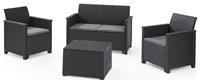 Keter Emma 4 Seater Rattan Effect Garden Sofa Set - Grey