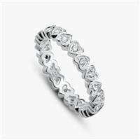 Revere Sterling Silver Cubic Zirconia Heart Band Ring-Medium