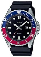 Casio Stainless Steel Black Strap Dual Colour Bezel Watch