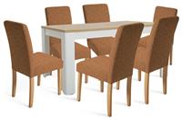 Argos Home Preston Grey Dining Table & 6 Tan Chairs