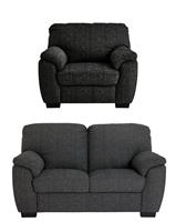Argos Home Milano Fabric Chair & 2 Seater Sofa - Charcoal