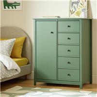 Habitat Brooklyn 1 Door 5 Drawer Short Wardrobe - Sage Green