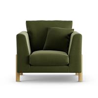 Habitat Aston Velvet Armchair - Moss Green - Ash Leg