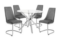 Argos Home Alice Glass Dining Table & 4 Silver Chairs