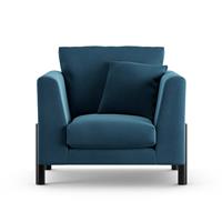 Habitat Aston Velvet Armchair - Ink Blue - Black Leg