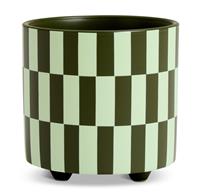 Habitat Checked Ceramic Footed Planter - Green